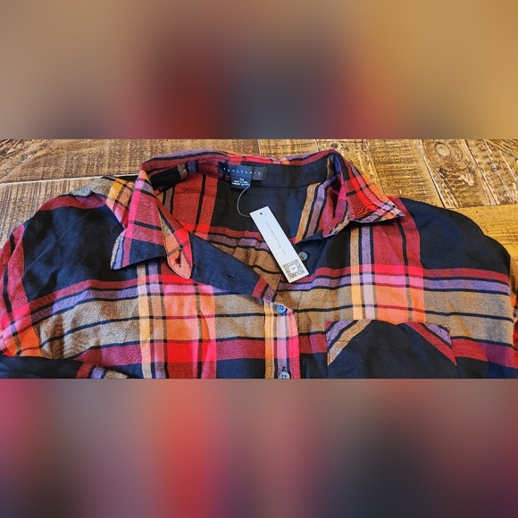Sanctuary Women's Multicolor Plaid Collared The Cabin Button Up Shirt Size M - Picture 14 of 15